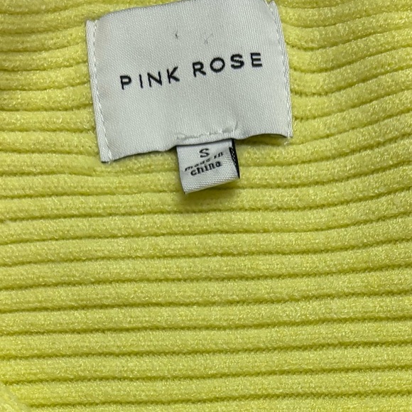 Pink rose, butter  yellow, small, trapped, oversized rib, wide sleeve sweater - Picture 5 of 7